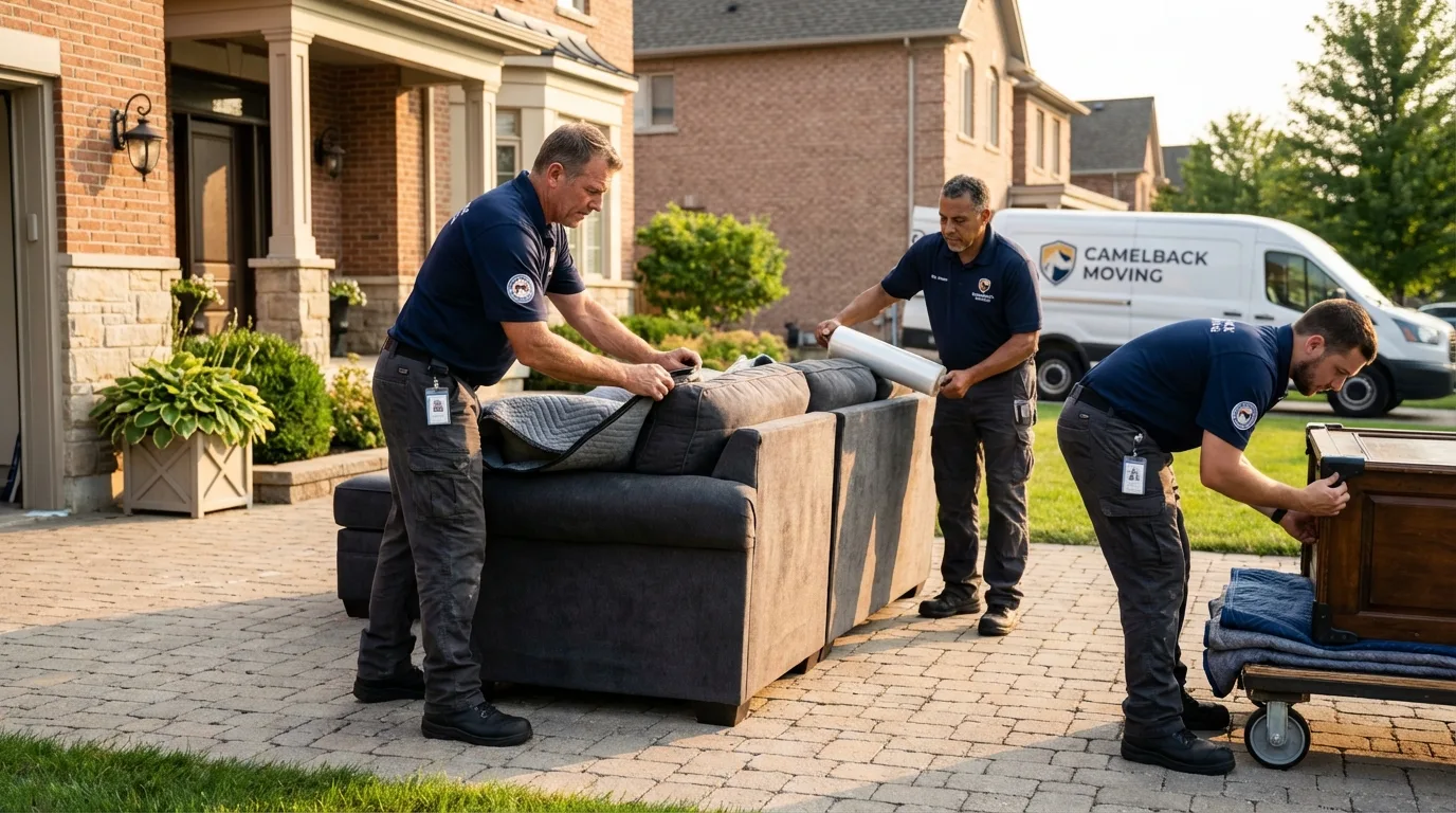 Large estate moving crew wrapping furniture in Trinidad, CO