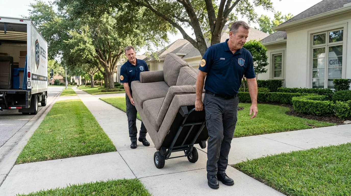 Local residential moving crew loading furniture in Trinidad, CO
